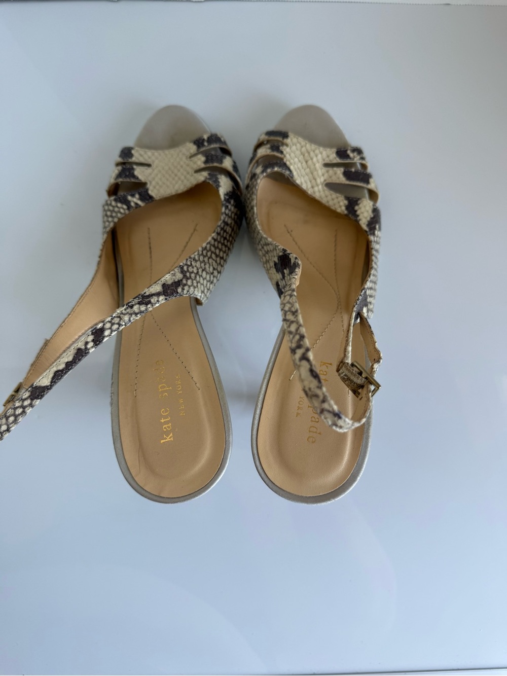 KATE SPADE Glenda Snake-Print Slingback Stilleto Heels in Beige and Brown 9.5 - Picture 5 of 9